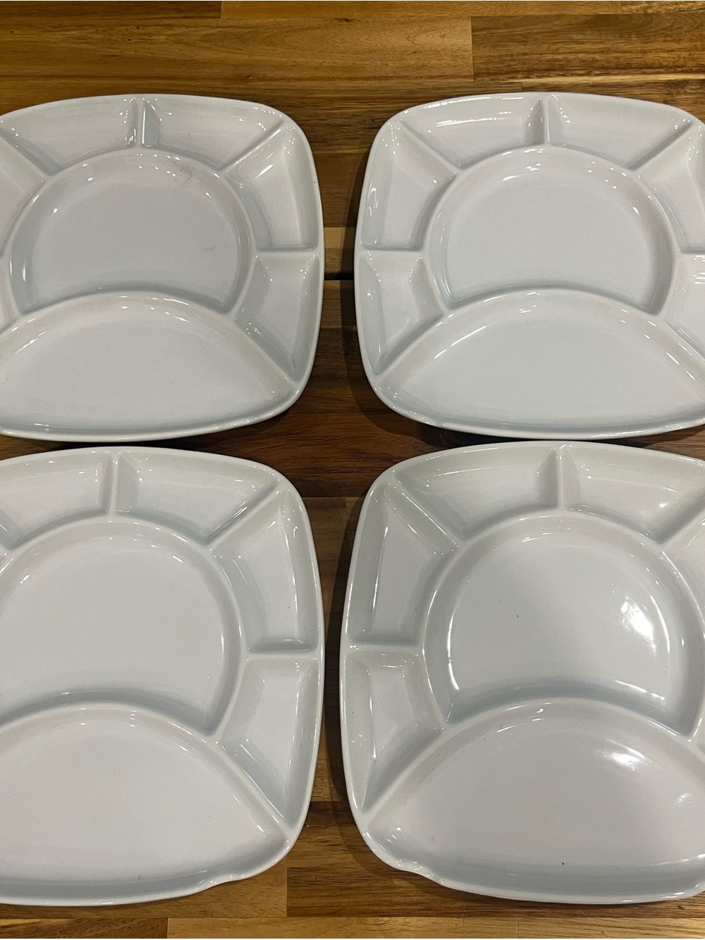 Trudeau White Stoneware Square Fondue Plates - 4 Pack